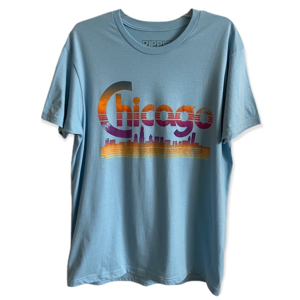 Ripple Junction Chicago Skyline Graphic Tee Sz L